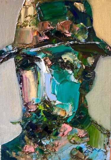 Painting titled "Man with the hat" by Anastasiya Kimachenko, Original Artwork, Oil