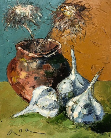 Painting titled "Still life with gar…" by Anastasiya Kimachenko, Original Artwork, Oil