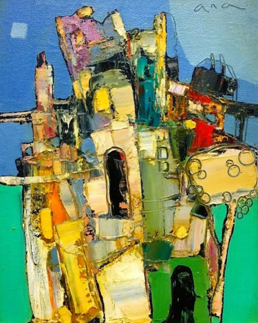 Painting titled "Castle" by Anastasiya Kimachenko, Original Artwork, Oil