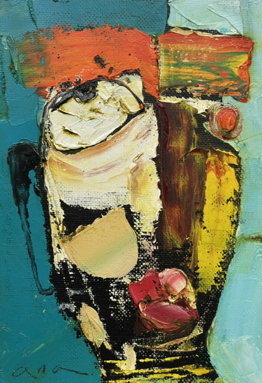 Painting titled "The Cup Head" by Anastasiya Kimachenko, Original Artwork, Oil