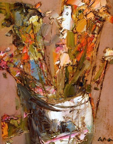 Painting titled "Garden flowers" by Anastasiya Kimachenko, Original Artwork, Oil