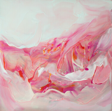 Painting titled "Pink waves" by Anastasiya Mare, Original Artwork, Acrylic