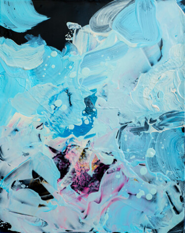 Peinture intitulée "Blue waves with tou…" par Anastasiya Mare, Œuvre d'art originale, Acrylique