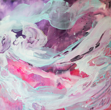 Pintura intitulada "Blue pink waves" por Anastasiya Mare, Obras de arte originais, Acrílico