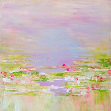 Painting titled "Modern lily pond in…" by Anastasiya Mare, Original Artwork, Acrylic