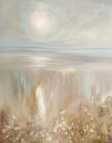 Картина под названием "Солнце над Чусовой" - Anastasiya Popova, Подлинное произведение искусства, Масло Установлен на Деревя…
