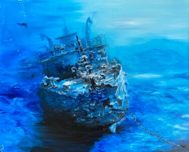 Painting titled "Seascape Painting S…" by Anastasiya Posylaeva, Original Artwork, Oil