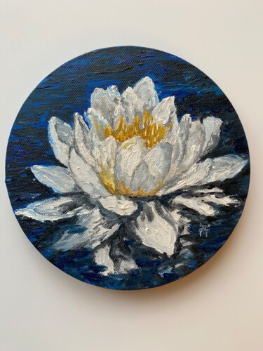 Painting titled "Lotus Painting Flor…" by Anastasiya Posylaeva, Original Artwork, Oil