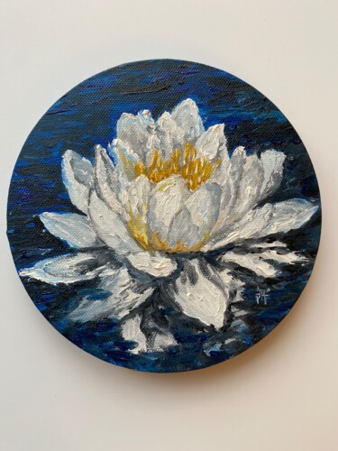 Lotus Painting Floral Original Art Flowers Painting Painting titled "Lotus Painting Flor…" by Anastasiya Posylaeva, Original Art, Oil