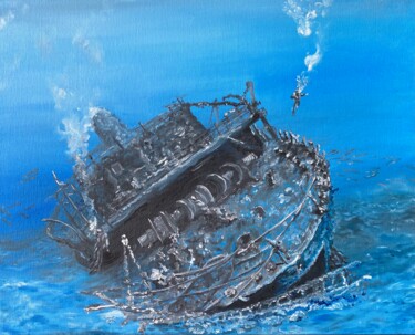 Peinture intitulée "Ship Painting Seasc…" par Anastasiya Posylaeva, Œuvre d'art originale, Huile