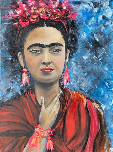 Картина под названием "Frida Kahlo Paintin…" - Anastasiya Posylaeva, Подлинное произведение искусства, Масло