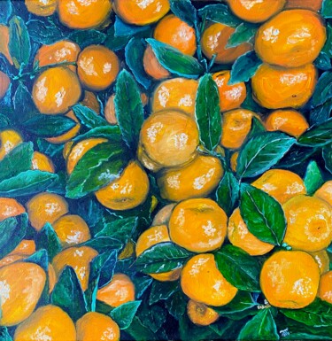 Malerei mit dem Titel "Oranges Painting Fr…" von Anastasiya Posylaeva, Original-Kunstwerk, Öl