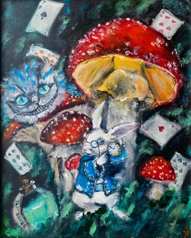 Malarstwo zatytułowany „Alice in Wonderland…” autorstwa Anastasiya Posylaeva, Oryginalna praca, Olej