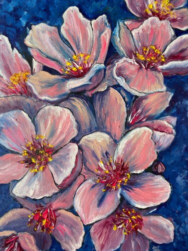 Pintura intitulada "Sakura Painting Flo…" por Anastasiya Posylaeva, Obras de arte originais, Óleo