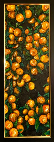 Painting titled "Oranges Painting Tr…" by Anastasiya Posylaeva, Original Artwork, Oil Mounted on Wood Panel