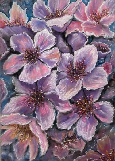 Pintura intitulada "Sakura Painting Flo…" por Anastasiya Posylaeva, Obras de arte originais, Pastel