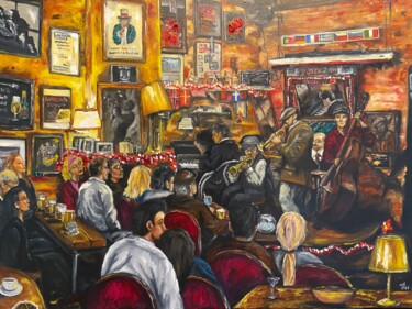 Ζωγραφική με τίτλο "Cafe Original Paint…" από Anastasiya Posylaeva, Αυθεντικά έργα τέχνης, Λάδι Τοποθετήθηκε στο Ξύλινο φορε…