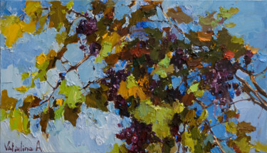 Painting titled "Autumn grapes - Oil…" by Anastasiya Valiulina, Original Artwork, Oil