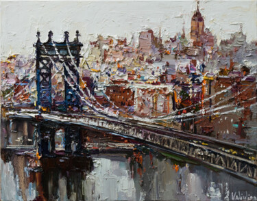 Картина под названием "Manhattan Bridge -…" - Anastasiya Valiulina, Подлинное произведение искусства, Масло