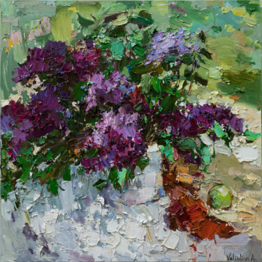 Painting titled "Lilacs still life i…" by Anastasiya Valiulina, Original Artwork, Oil