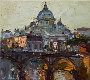 Картина под названием "St. Angelo Bridge i…" - Anastasiya Valiulina, Подлинное произведение искусства, Масло