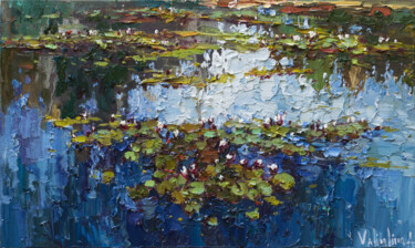 Painting titled "Pond flowers. Impas…" by Anastasiya Valiulina, Original Artwork, Oil
