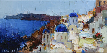 Картина под названием "Santorini, Greece" - Anastasiya Valiulina, Подлинное произведение искусства, Масло