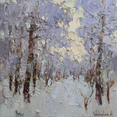 Pittura intitolato "Winter forest - Ori…" da Anastasiya Valiulina, Opera d'arte originale, Olio