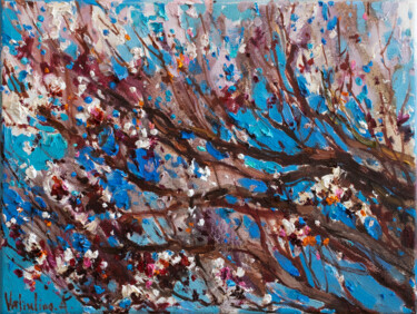 Ζωγραφική με τίτλο "Flowering apricot t…" από Anastasiya Valiulina, Αυθεντικά έργα τέχνης, Λάδι
