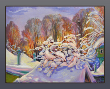 Pintura intitulada "Зимний вечер" por Anastasiia Khriashchiova, Obras de arte originais, Óleo