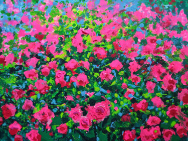 Картина под названием "Розы" - Kachina, Подлинное произведение искусства, Акрил Установлен на Деревянная рама для носилок