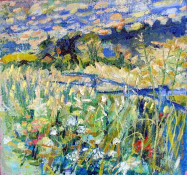 Картина под названием "Русское поле" - Екатерина Раймер, Подлинное произведение искусства, Масло