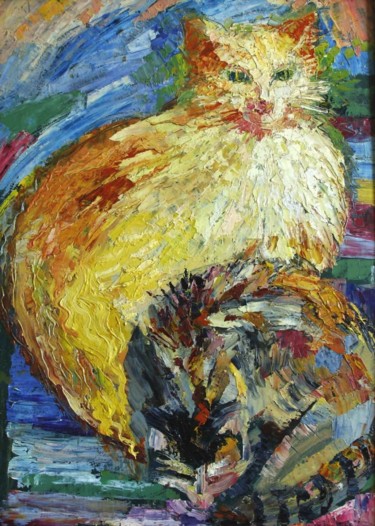 Картина под названием "Котики" - Екатерина Раймер, Подлинное произведение искусства, Масло