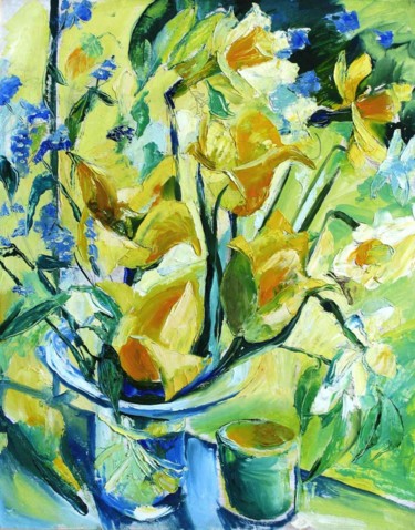Картина под названием "Весенние цветы" - Екатерина Раймер, Подлинное произведение искусства, Масло