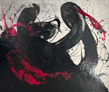 Ζωγραφική με τίτλο "Lava 2" από Anastassia Lo, Αυθεντικά έργα τέχνης, Σμάλτο Τοποθετήθηκε στο Ξύλινο φορείο σκελετό