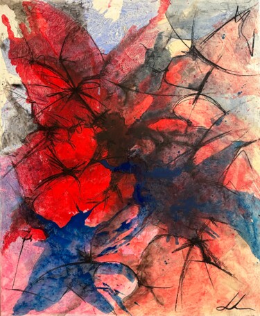 Картина под названием "Fiori e farfalle" - Anastassia Lo, Подлинное произведение искусства, Акрил Установлен на Деревянная р…