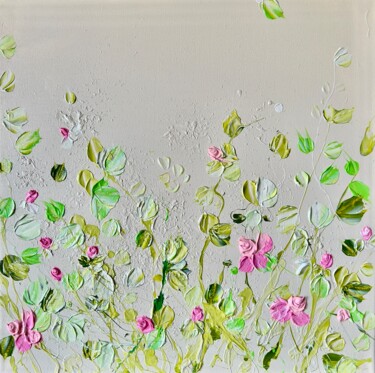 Картина под названием "Pink Roses" - Anastassia Skopp, Подлинное произведение искусства, Акрил Установлен на Деревянная рама…