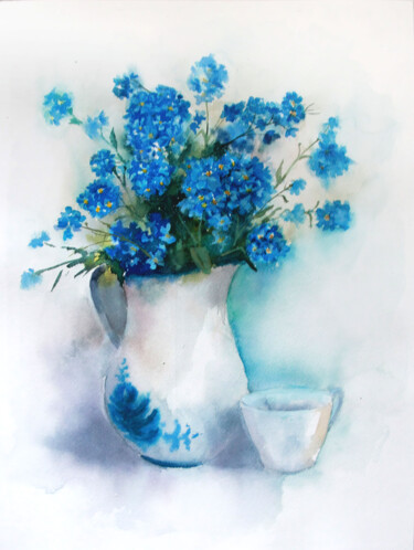 Картина под названием "Flowers" - Anastassiya Suslova, Подлинное произведение искусства, Акварель