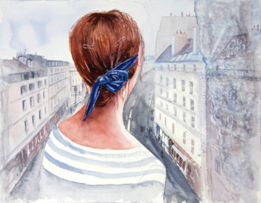Картина под названием "Morning in Paris" - Anastassiya Suslova, Подлинное произведение искусства, Акварель