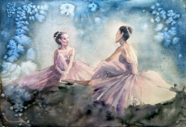 Картина под названием "Ballerinas" - Anastassiya Suslova, Подлинное произведение искусства, Акварель