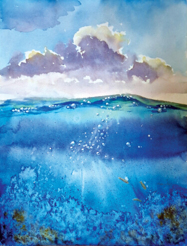 Malerei mit dem Titel "Undersea" von Anastassiya Suslova, Original-Kunstwerk, Aquarell