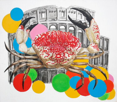 Картина под названием "Crab" - Anatassia Markovskaya, Подлинное произведение искусства, Акрил Установлен на Деревянная рама…