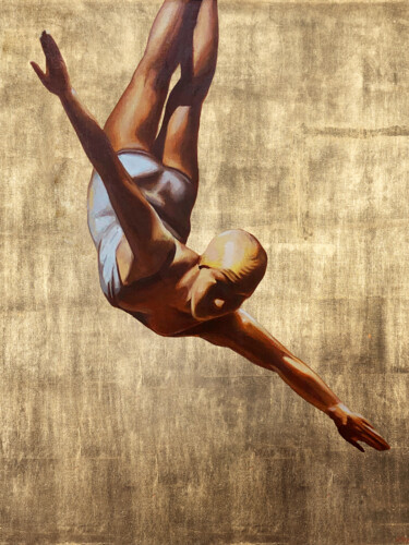 Картина под названием "Fly in gold 2" - Anatassia Markovskaya, Подлинное произведение искусства, Масло Установлен на Деревян…