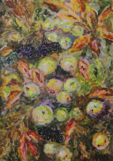 Painting titled "Apples" by Anatassia Markovskaya, Original Artwork, Oil Mounted on Wood Stretcher frame