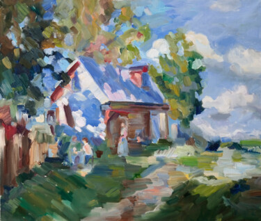 Painting titled "Country life" by Anatassia Markovskaya, Original Artwork, Oil Mounted on Wood Stretcher frame