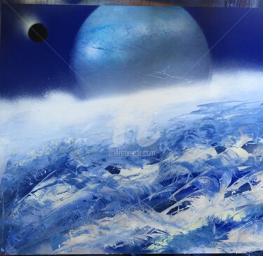 Painting titled "Blue world 53" by Anatole63, Original Artwork, Acrylic