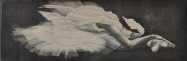Σχέδιο με τίτλο ""Лебедь"" από Anatoli Caftaev, Αυθεντικά έργα τέχνης, Κάρβουνο