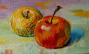 Картина под названием "Красное и желтое яб…" - Anatolii Cherniavckyi, Подлинное произведение искусства, Масло