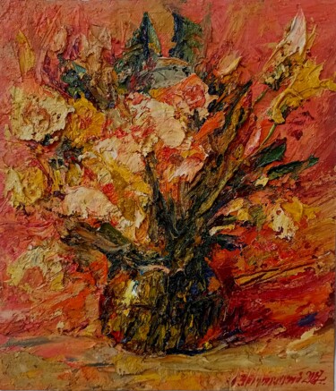 Malerei mit dem Titel "Цветочный букет в р…" von Anatolii Cherniavckyi, Original-Kunstwerk, Öl