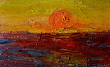 Painting titled "Солнце заходит." by Anatolii Cherniavckyi, Original Artwork, Oil